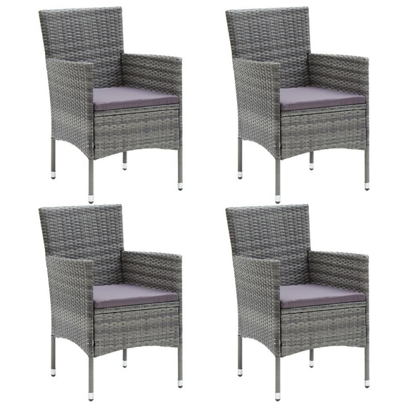 vidaXL Garten-Essstühle 4 Stk. Poly Rattan Grau