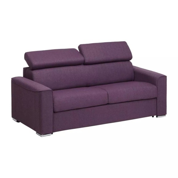 LINEA SOFA - Schlafsofa 3-Sitzer - Liegefläche: 140 cm - Matratzenhöhe: 18 cm mit Memory Schaum - Stoff - Violett - VIZIR, One Size