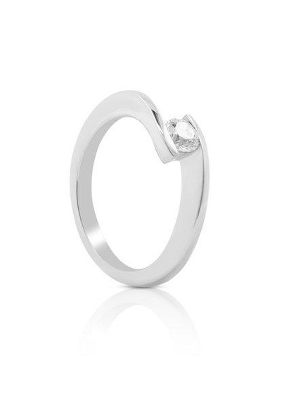 Solitaire Ring Diamant 0.30ct. Weissgold 750 Damen Silber 52