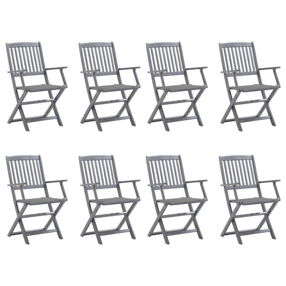 vidaXL Klappbare Gartenstühle 8 Stk. mit Kissen Massivholz Akazie