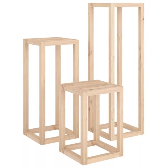 vidaXL 3-tlg. Pflanzenständer-Set Massivholz Kiefer