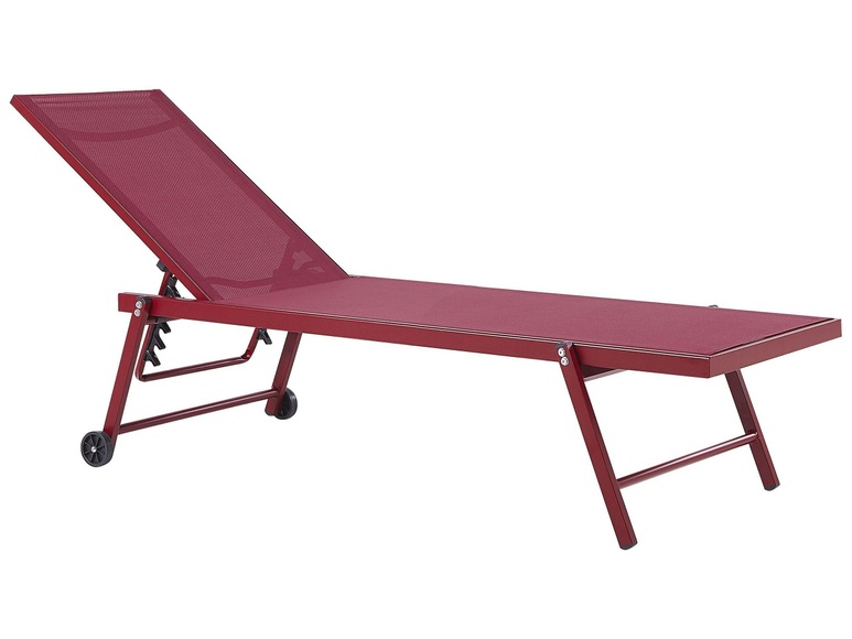 Beliani Gartenliege Aluminium Textilbespannung rot Portofino