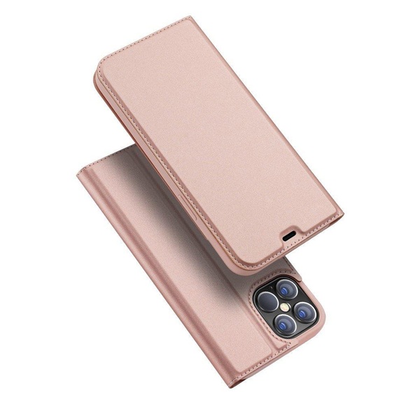 Dux Ducis - iPhone 12 Pro Max Flip Wallet Cover Leder Tasche - Roségold