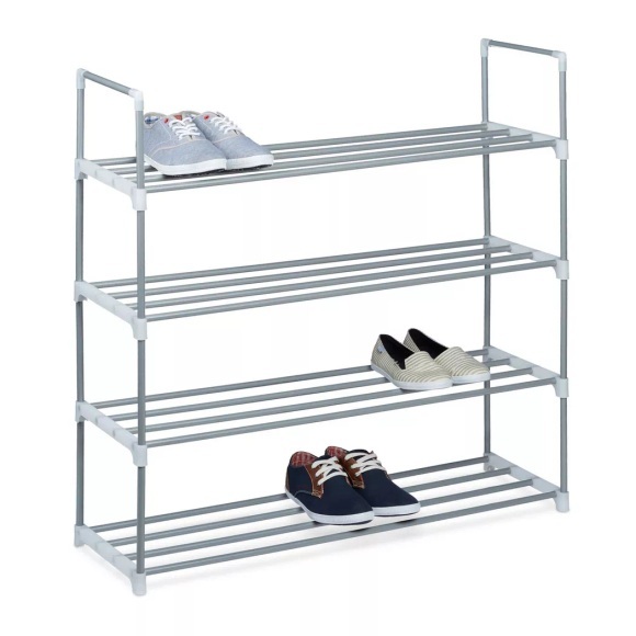 B2X - Schuhregal aus Metall silber, 92cm