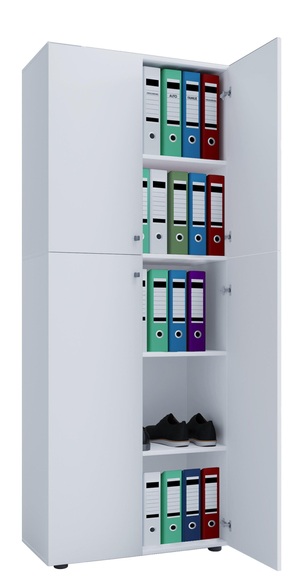 MID.YOU Aktenschrank in weiß 70/182/37 cm , 'Lona' _ Weiss , Holzwerkstoff , 4 Fächer , 70x182x37 cm , melaminharzbeschichtet,Nachbildung , 000657007621