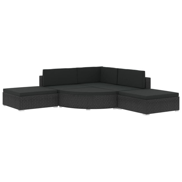 vidaXL 6-tlg. Garten-Lounge-Set mit Kissen Poly Rattan Schwarz