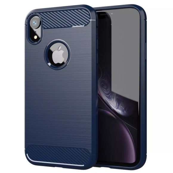 Hülle für Apple iPhone XR TPU Silikon Edelstahl-Karbonfaser Optik