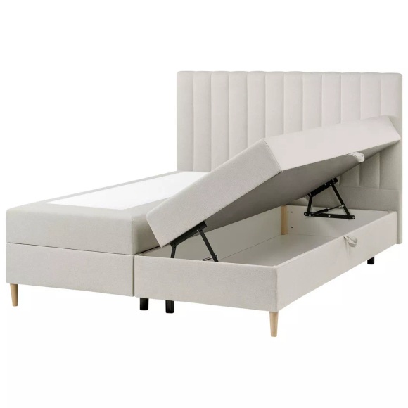 Beliani - Boxspringbett mit Stauraum aus Stoff OFFICER, 160X200CM, Mediumgrau