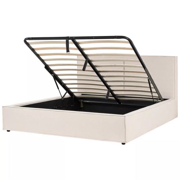 Beliani - Bett mit Stauraum aus Polyester Modern MOISSAC, 180x200 cm, Perle