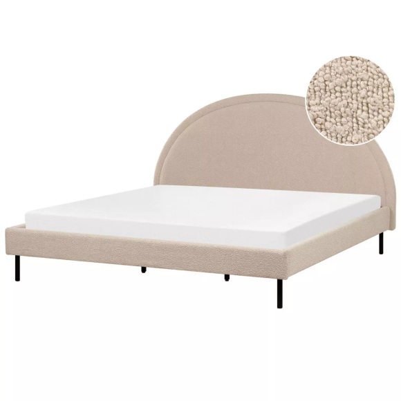 Bett mit Lattenrost aus Bouclé Retro MARGUT Bett mit Lattenrost aus Bouclé Retro MARGUT