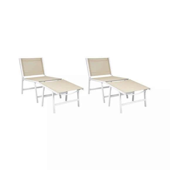 Beliani - Gartenstuhl 2er Set aus Textil Modern MARCEDDI, One Size, Perle