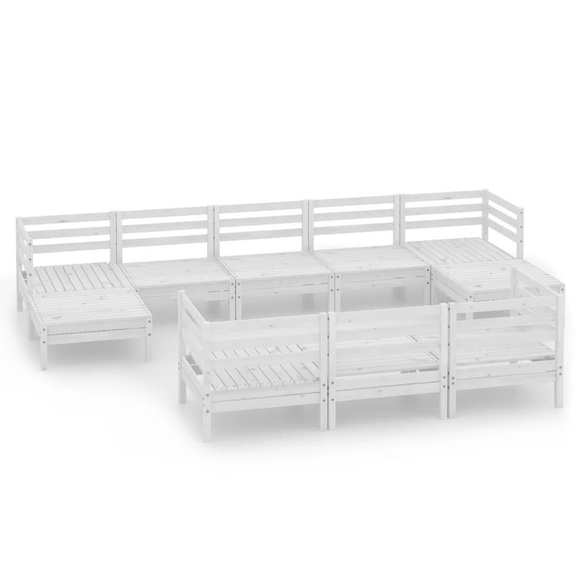 vidaXL 10-tlg. Garten-Lounge-Set Weiß Massivholz Kiefer