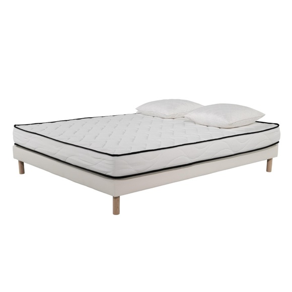 Matratzen-set Komfort 140x190 | Schaumstoff 25kgm2 | 18 Cm | 2 Kissen Aus Memory-flocken 60x60cm | Einlegerahmen Weiss Unisex Weiss 90X190CM