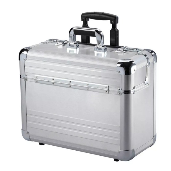 Dermata Lederwaren Pilotenkoffer 48cm aus Aluminium in Silber