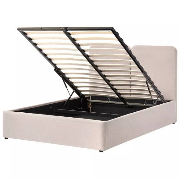 Beliani - Bett mit Stauraum aus Stoff Modern ARBOIS, 140x200 cm, Perle