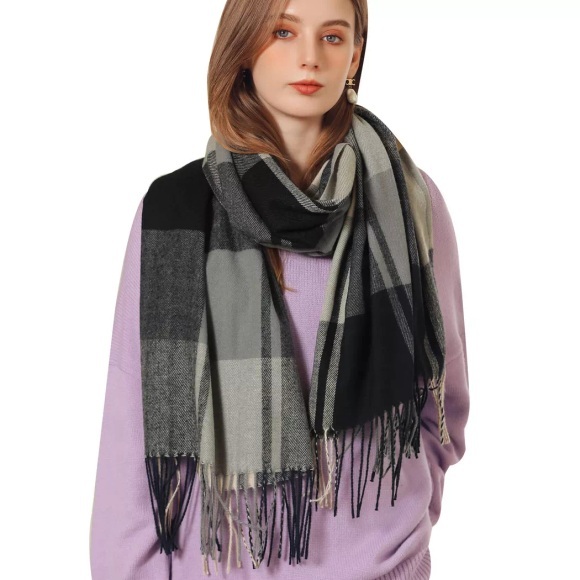 Only-bags.store - Winter Senior karierter Kaschmirschal, Pashmina übergroßer Herbstschal Stolen, für Herren, Grau, One Size