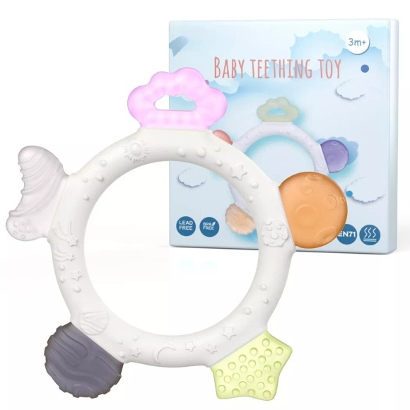 Activity-board - Beißring für Babys, BPA-freie Beißhilfe Baby, One Size, Multicolor