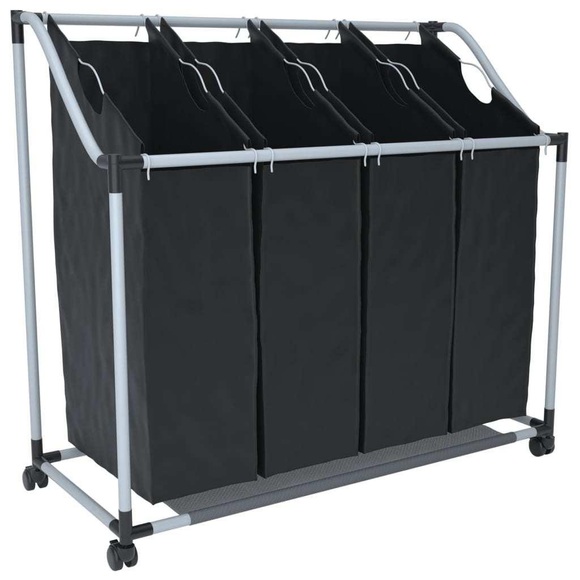 vidaXL 4 Fächer Schwarz Wäschesortierer