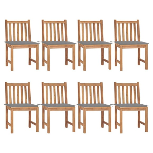 vidaXL Gartenstühle 8 Stk. mit Kissen Massivholz Teak