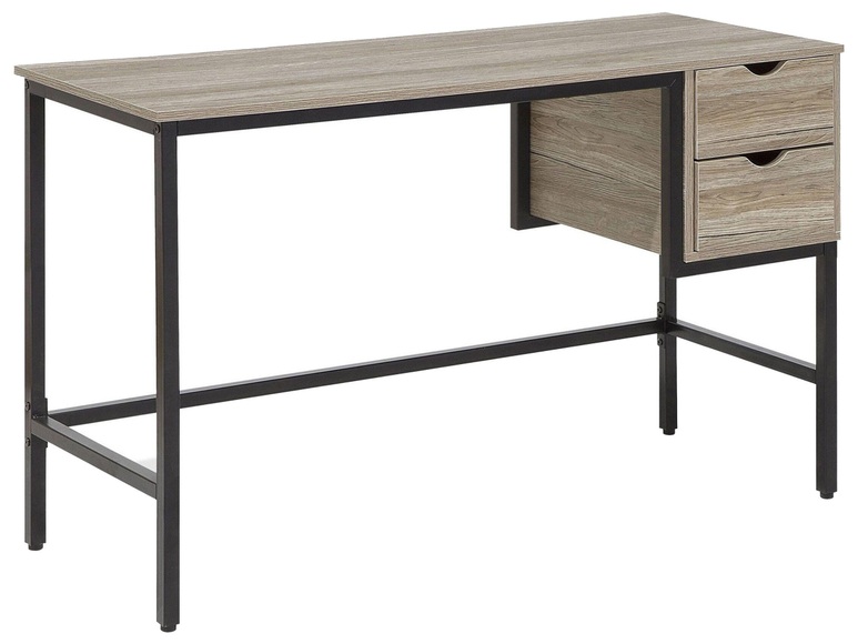 Beliani Schreibtisch hellbraun 120 x 48 cm 2 Schubladen GRANT
