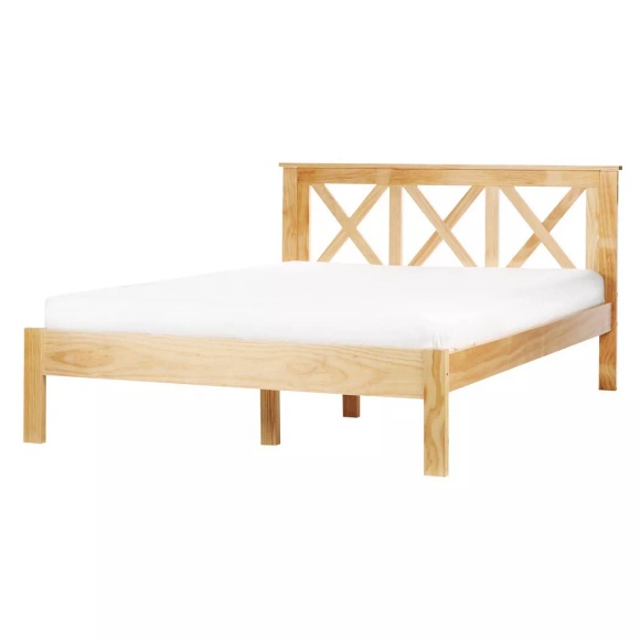 Beliani - Bett mit Lattenrost aus Kiefernholz Klassisch TANNAY, 140x200 cm, Light Beige