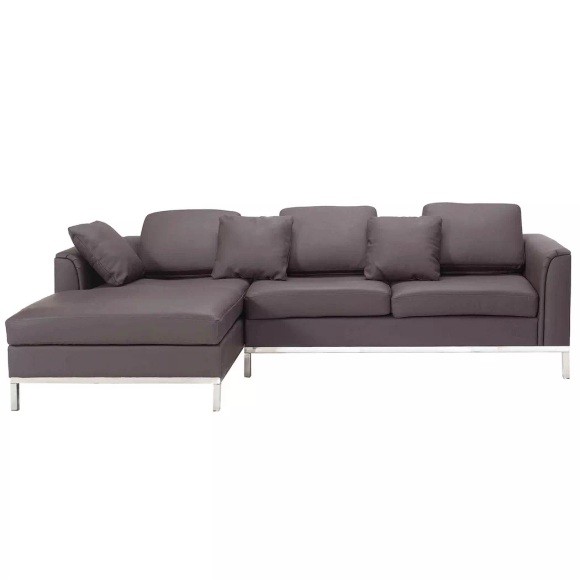 Beliani Ecksofa Leder braun rechtsseitig OSLO