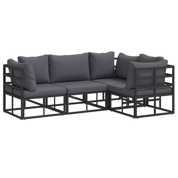 VidaXL - Garten-sofa aluminium, One Size, Schwarz