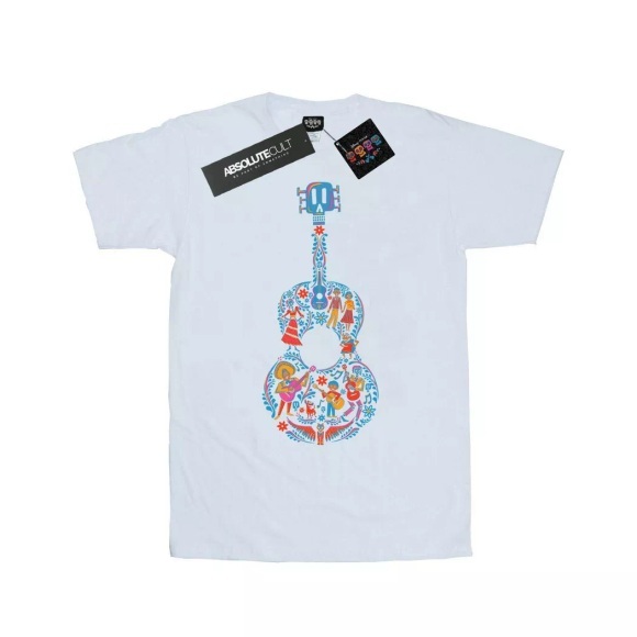 Coco Guitar Pattern Tshirt Damen Weiss XL