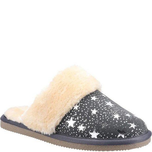 Hausschuhe Arianna, Sternemuster, Wildleder Damen Grau 37