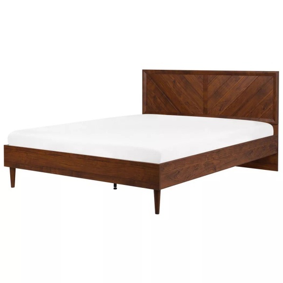 Beliani Bett dunkler Holzfarbton Lattenrost 180 x 200 cm MIALET