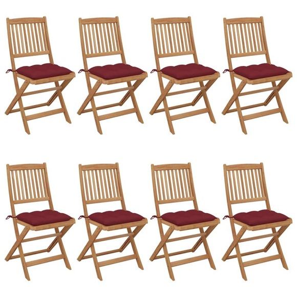 vidaXL Klappbare Gartenstühle 8 Stk. mit Kissen Massivholz Akazie
