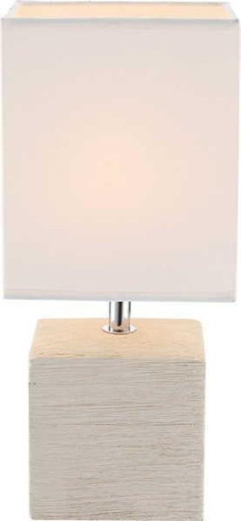 GLOBO GERI Tischleuchte Keramik beige, Textil weiß, Kabel 1,2 m, Schalter, LxBxH:130x1