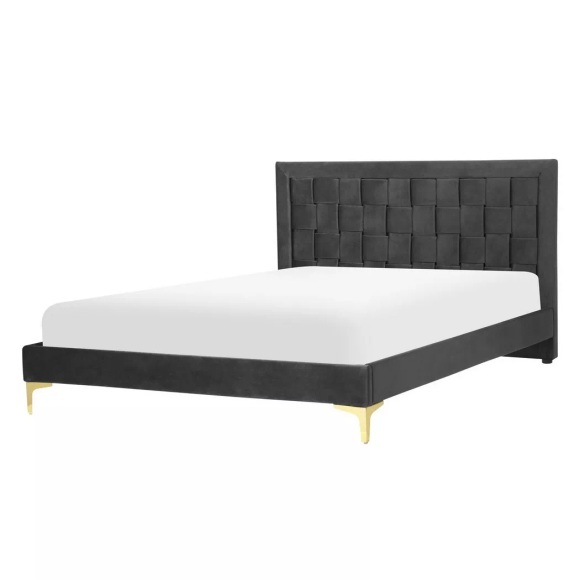 Bett mit Lattenrost aus Samtstoff Modern LIMOUX Bett mit Lattenrost aus Samtstoff Modern LIMOUX