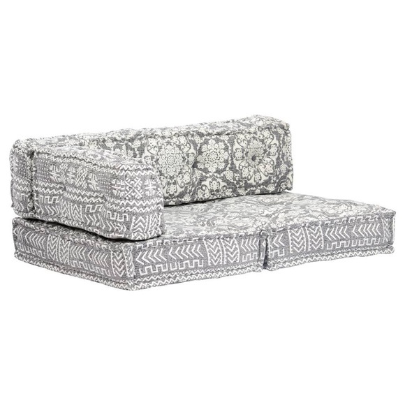 Palettensofa-Auflage Grau Stoff Patchwork