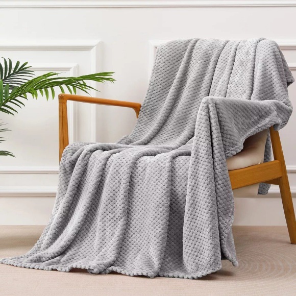 Alopini - Kuscheldecke Superweiche und warme Fleecedecke für Sofa, Couch Bett mit Waffelmuster, kuschelige & gemütliche Decke, One Size, Grau