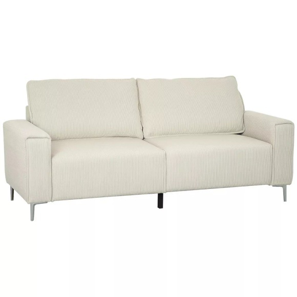 Northio - 3-Sitzer Sofa, Couch mit Armlehnen, Rückenkissen, Wohnzimmersofa mit Cordbezug, Federkern, Dick Gepolstert Polstersofa für Wohnzimmer, Schlafzimmer 193 x 77 x 80 cm, Cremeweiß, One Size