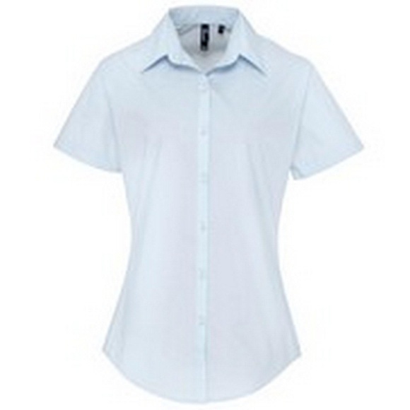 Popelinebluse Bluse Arbeitshemd, Kurzärmlig Damen Hellblau 46