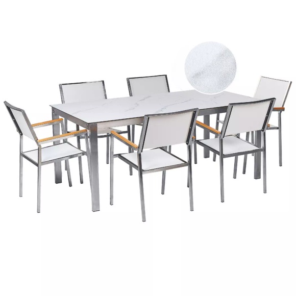 Gartentisch Set aus Sicherheitsglas Modern COSOLETOGROSSETO Gartentisch Set aus Sicherheitsglas Modern COSOLETOGROSSETO