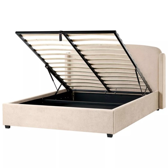Beliani - Bett mit Stauraum aus Stoff BERNAY, 160X200CM, Taupe