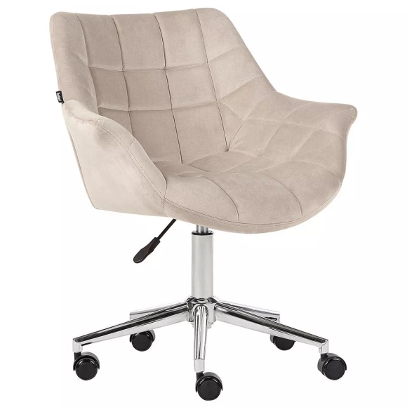 Beliani - Bürostuhl aus Samtstoff Glamourös LABELLE, One Size, Perle