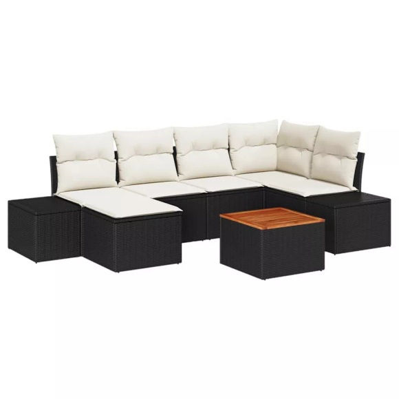 VidaXL - Garten sofa set poly-rattan, One Size, Schwarz
