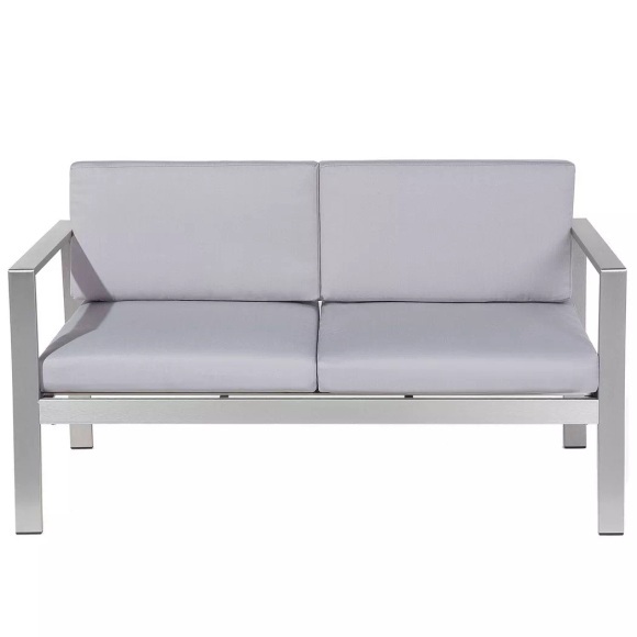 Beliani Gartensofa Aluminium 2-Sitzer Auflagen hellgrau Salerno