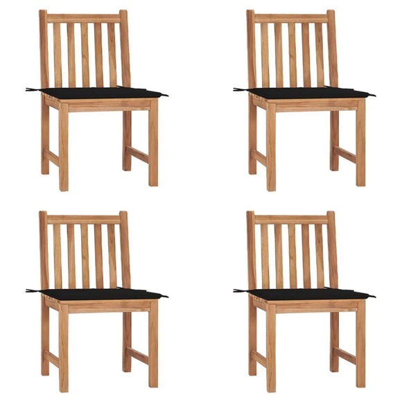 vidaXL Gartenstühle 4 Stk. mit Kissen Massivholz Teak