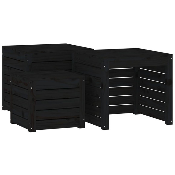 vidaXL 3-tlg. Gartenbox-Set Schwarz Massivholz Kiefer
