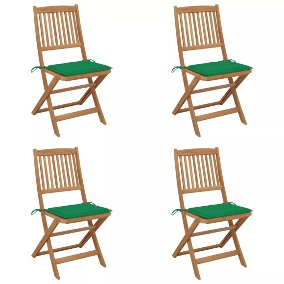 vidaXL Klappbare Gartenstühle 4 Stk. mit Kissen Massivholz Akazie