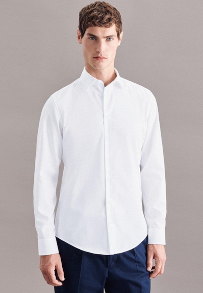 Business Hemd Shaped Fit Langarm Uni Herren Weiss 39