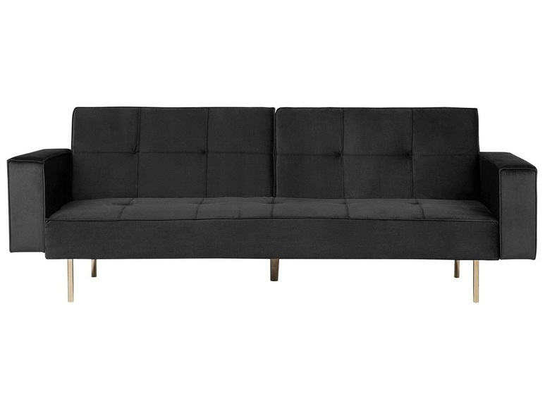 Beliani Schlafsofa Samtstoff schwarz VISNES