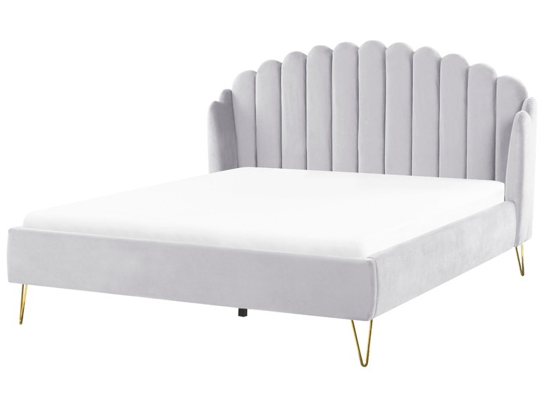 Bett mit Lattenrost aus Samtstoff Retro AMBILLOU Bett mit Lattenrost aus Samtstoff Retro AMBILLOU