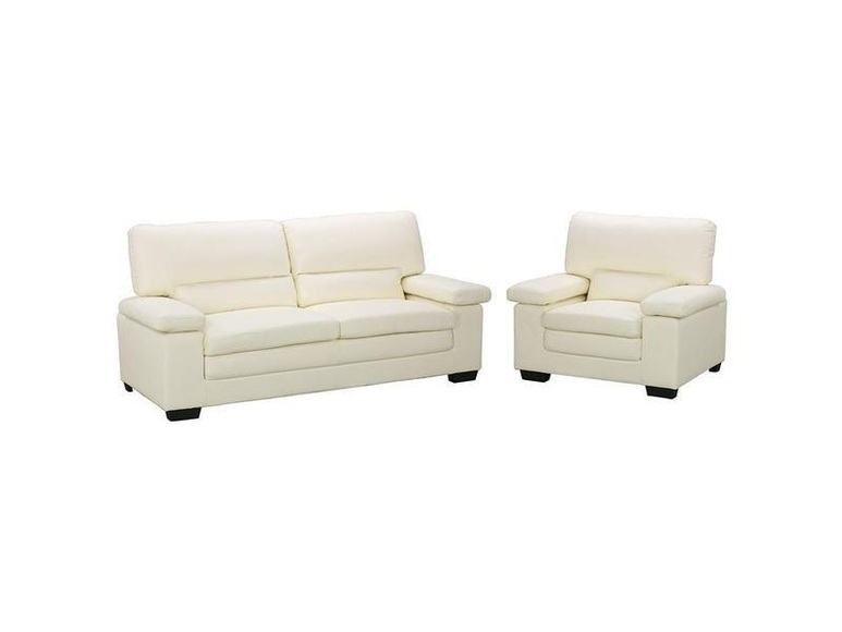 Couchgarnitur 3+1 - Büffelleder - Elfenbeinfarben - MIMAS II Couchgarnitur 3+1 - Büffelleder - Elfenbeinfarben - MIMAS II