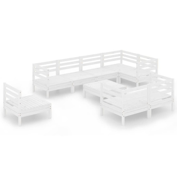 vidaXL 9-tlg. Garten-Lounge-Set Massivholz Kiefer Weiß